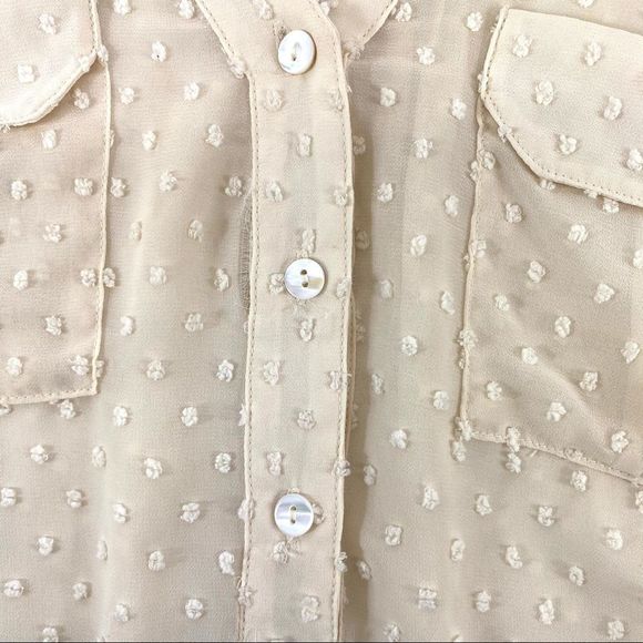 Stitch Fix Ellison Swiss Dot top ivory blouse -M - Picture 15 of 17